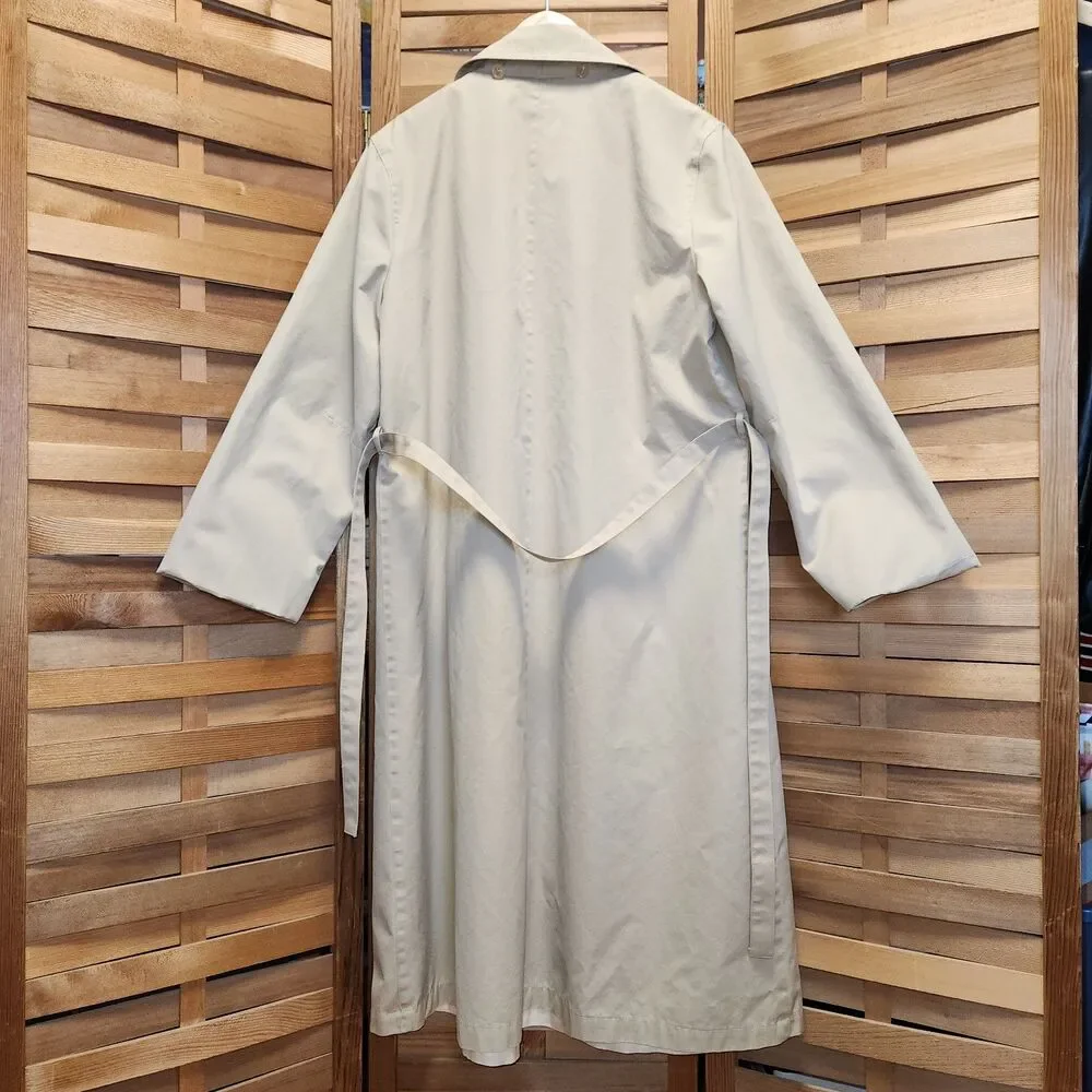Vintage AstorOne Tan Trench Coat Removable Fleece Liner Hood Winter Women 14